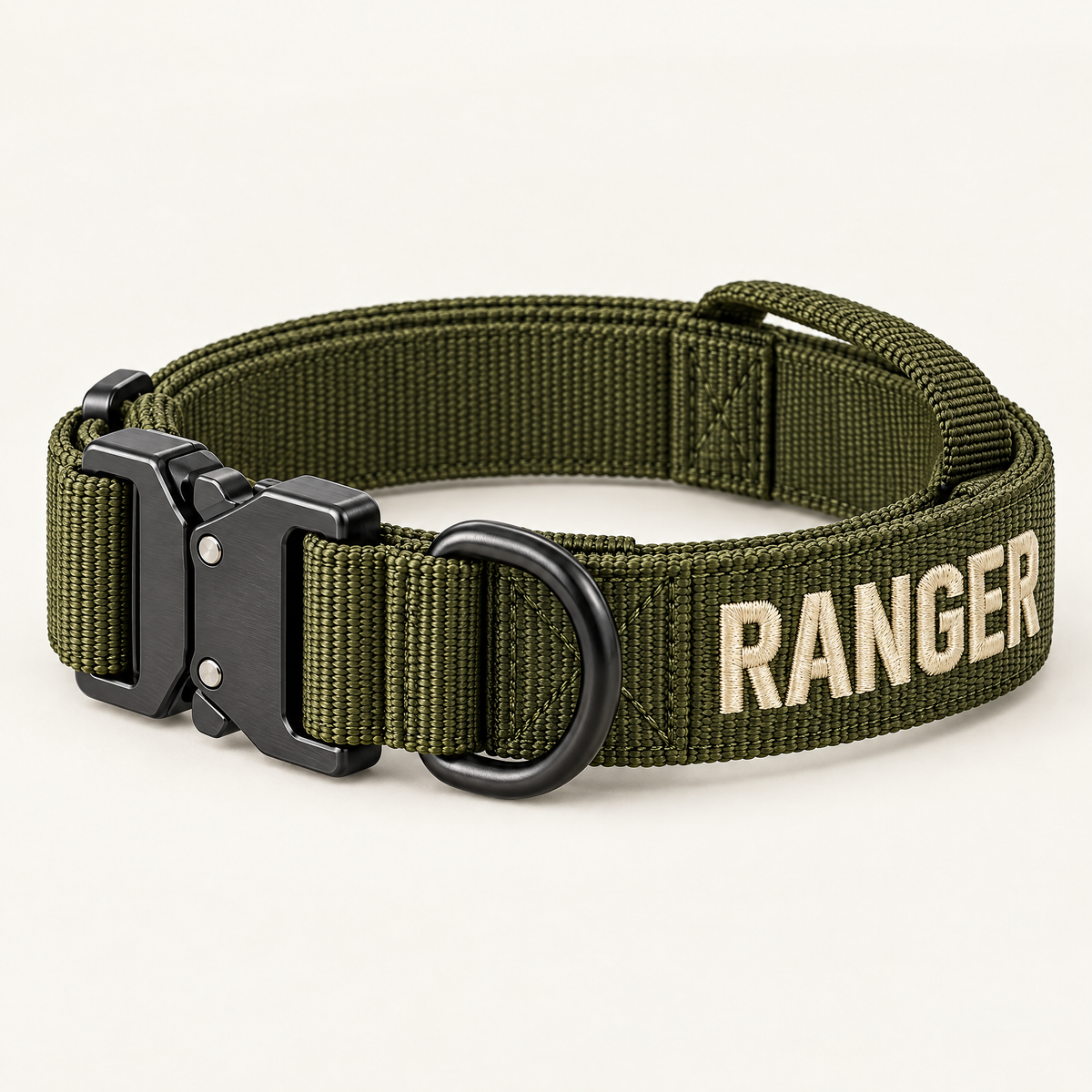 Ranger 1.5" Personalized Tactical Dog Collar — Metal Buckle